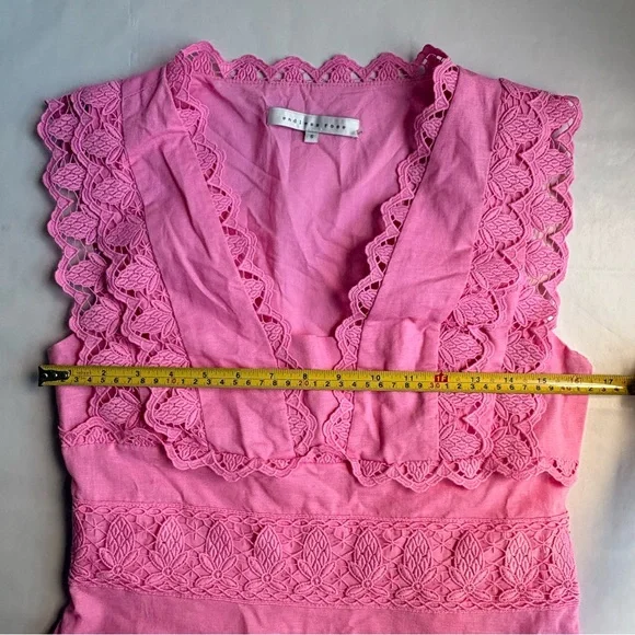 Endless Rose pink lace spring dress size small feminine cotton & linen lined - Picture 16 of 16